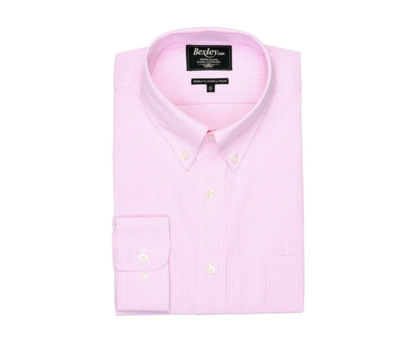 Bexley | Shirt With Thin Pink And White Checks - Pocket Tim Light Pink And White