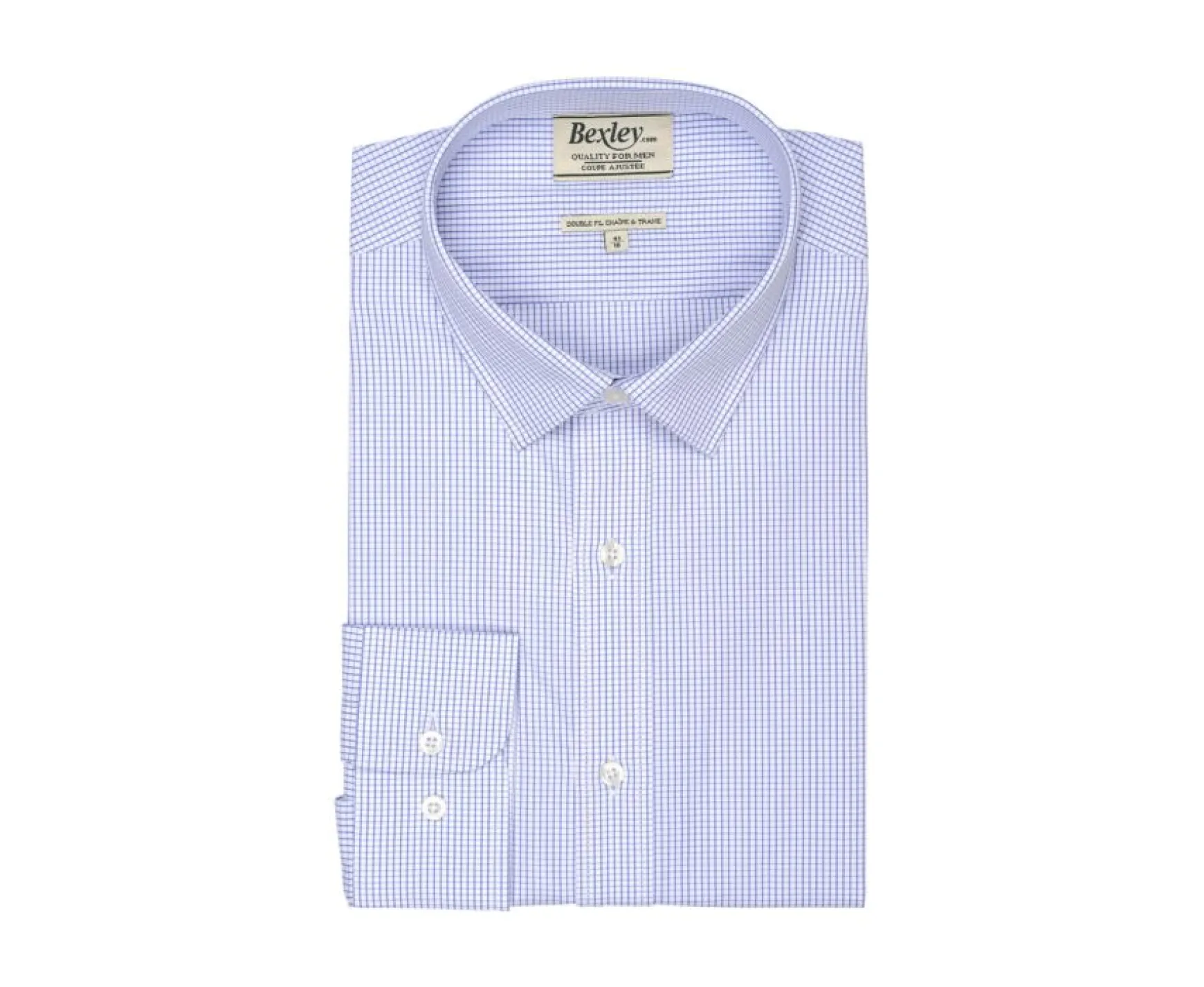 Bexley | Shirt With White And Blue Thin Checks Martin Blue Ocean