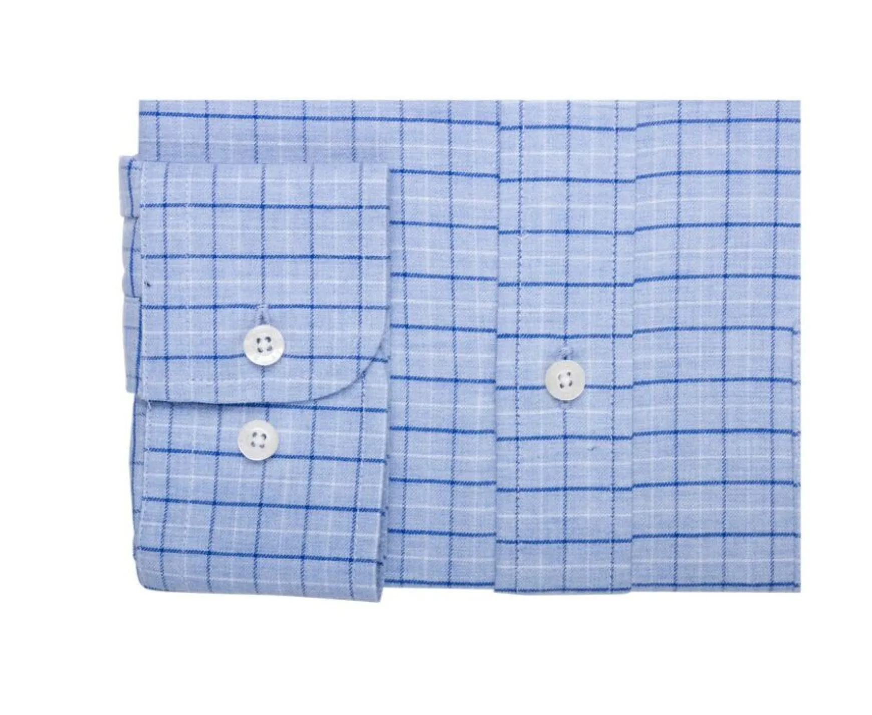 Bexley | Soft Blue Twill Shirt With Checks - Chest Pocket Benetth Soft Blue & Blue