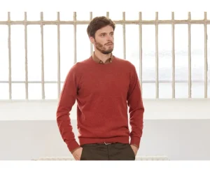 Bexley | Spice Melange Round-Neck Wool Jumper - Conan | Melange Spice