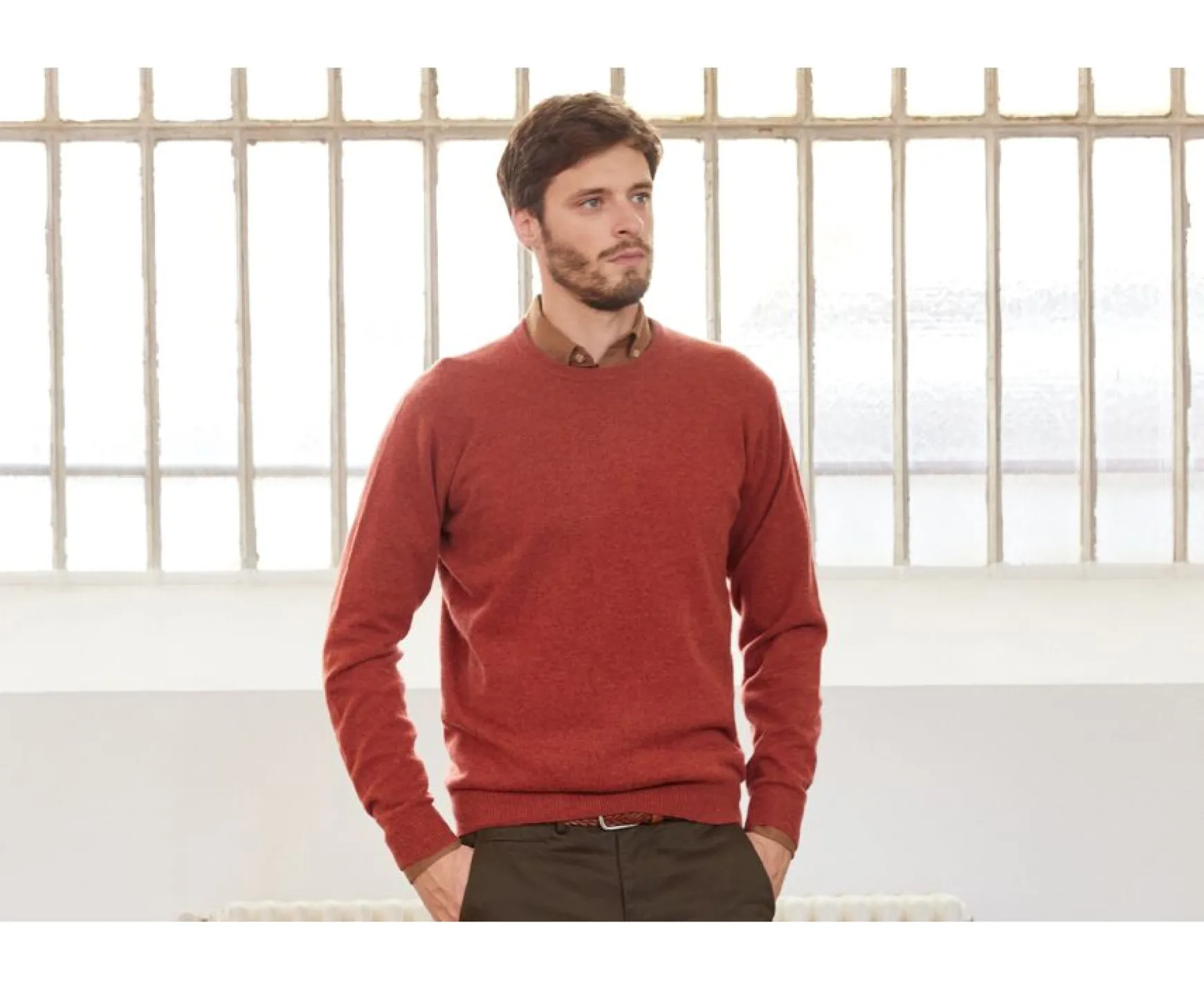 Bexley | Spice Melange Round-Neck Wool Jumper - Conan | Melange Spice