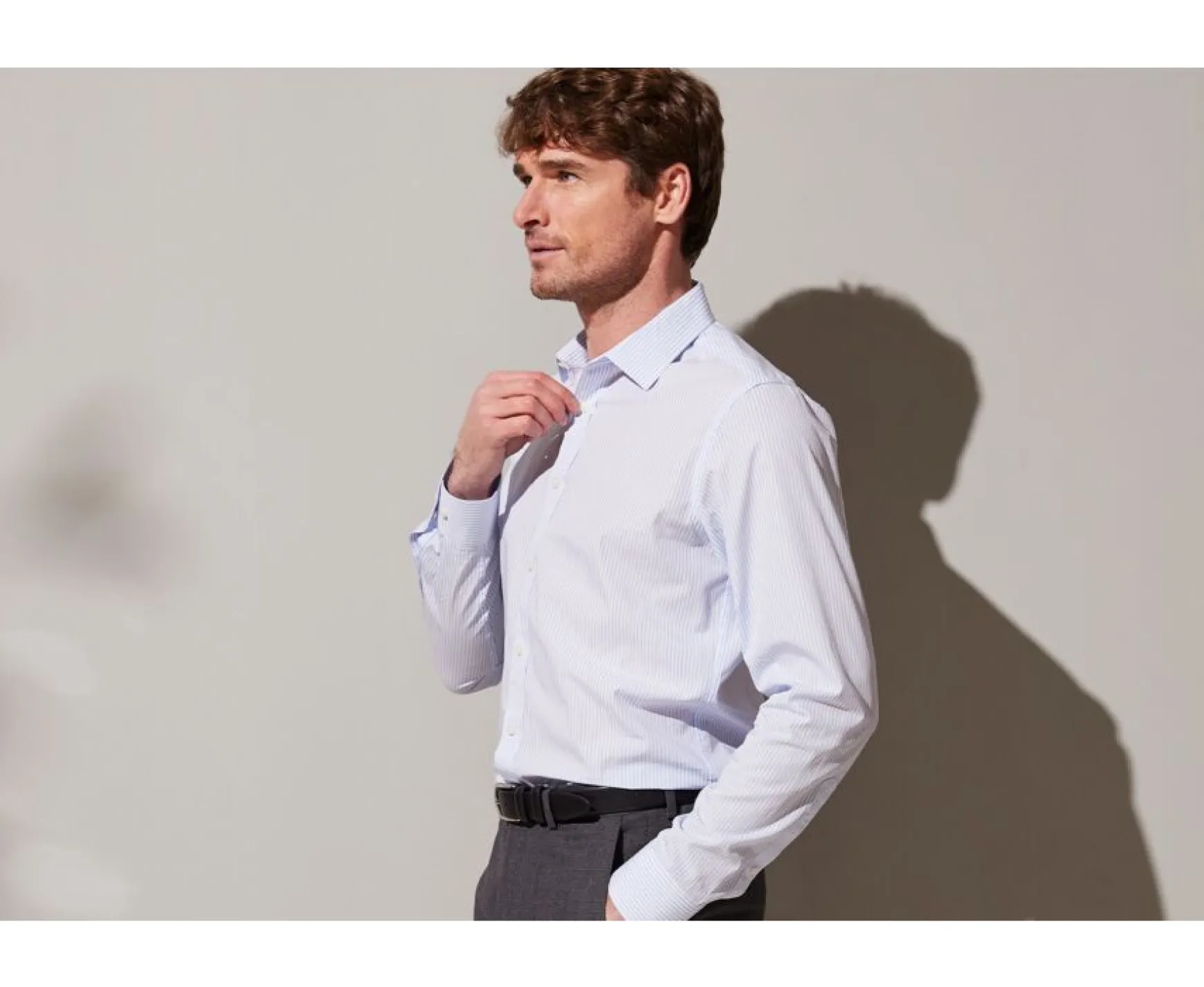 Bexley | Striped Cotton Shirt Maximilien Light Blue And White