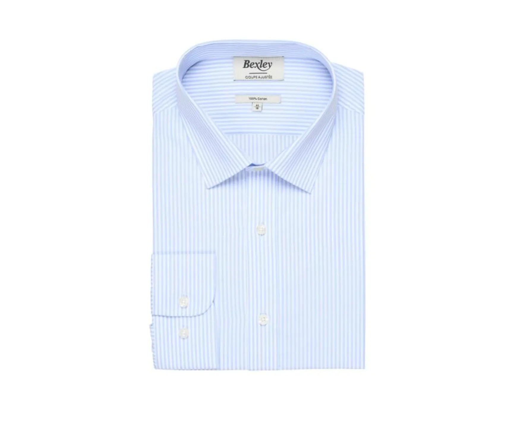 Bexley | Striped Cotton Shirt Maximilien Light Blue And White