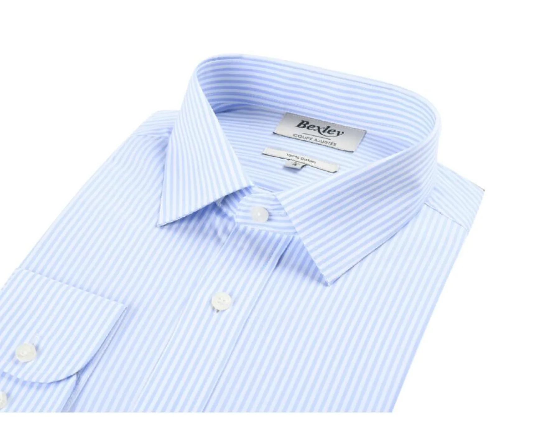 Bexley | Striped Cotton Shirt Maximilien Light Blue And White