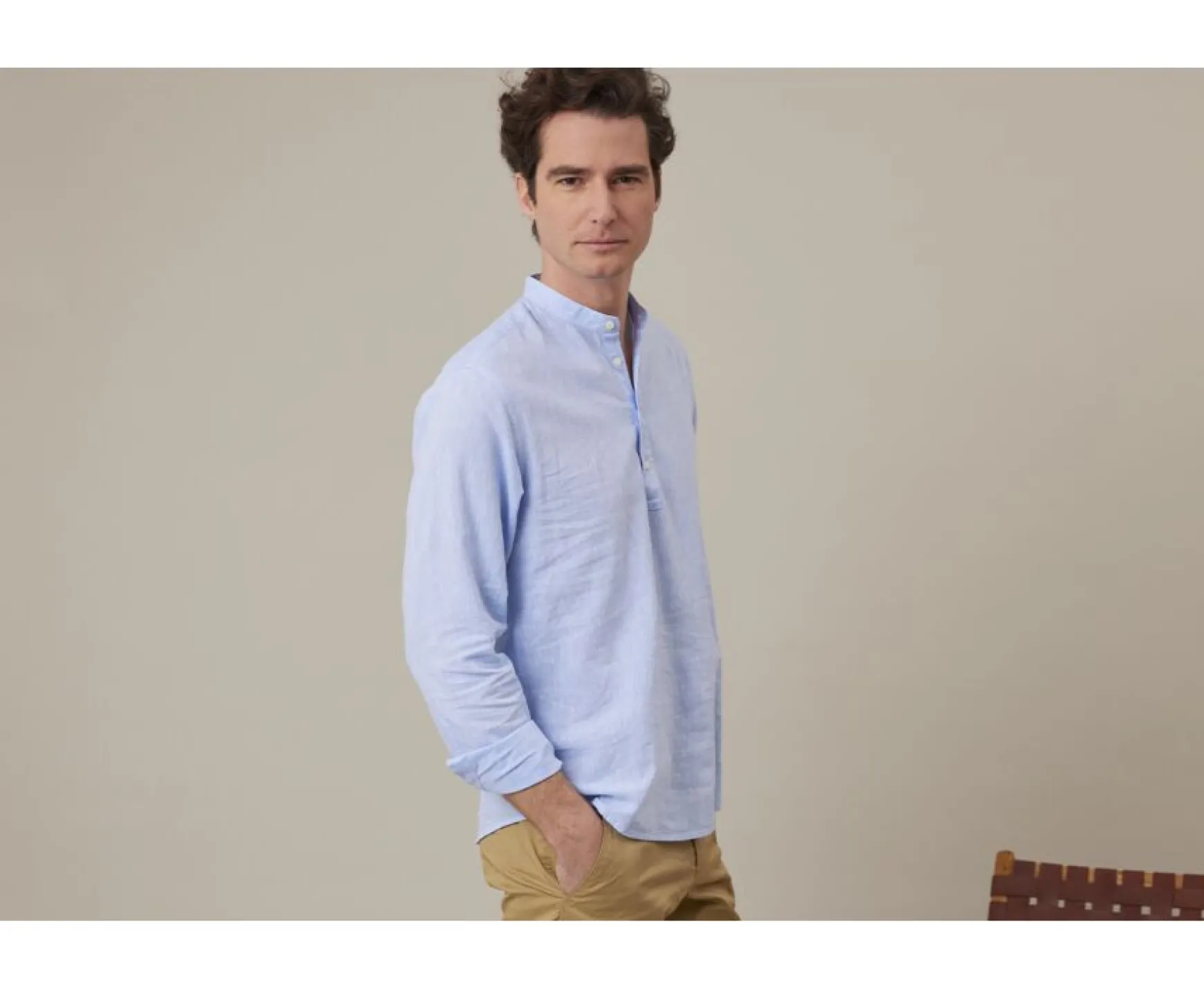 Bexley | Stripes Cotton Lien Tunic Shirt Valbert Blue Chambray