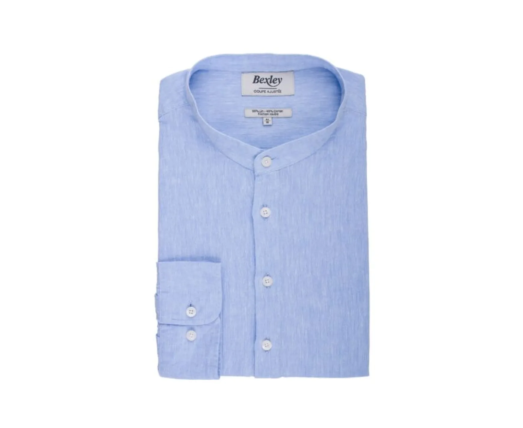 Bexley | Stripes Cotton Lien Tunic Shirt Valbert Blue Chambray