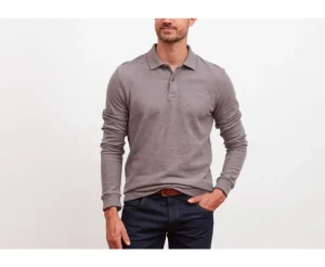 Bexley Long Sleeves Polo Shirts | Taupe Melange Men'S Long Sleeve Polo Shirt Andy Ii Ml Light Taupe Melange