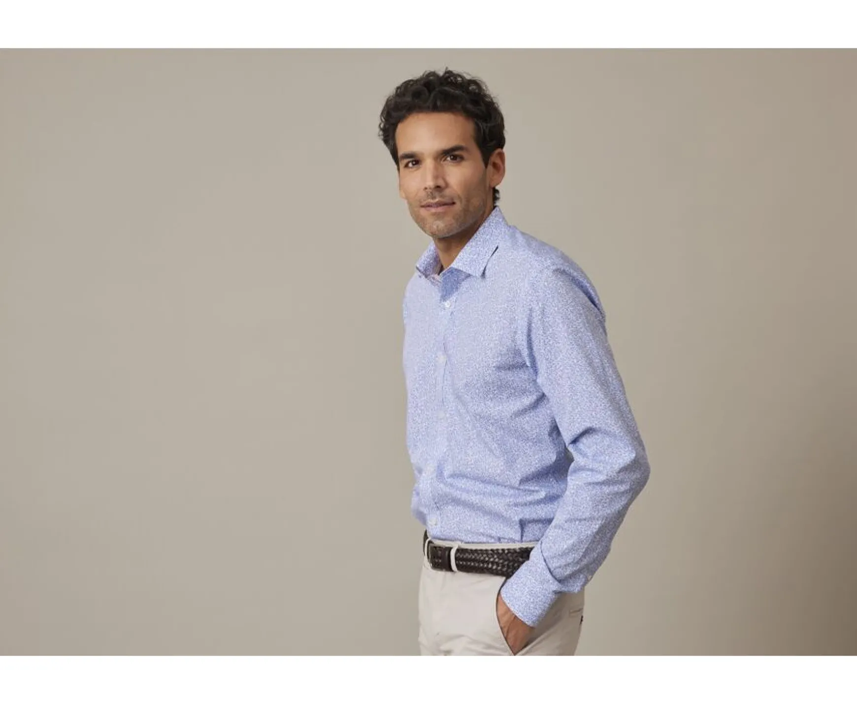 Bexley | White & Blue Printed Shirt Ulderic White And Blue