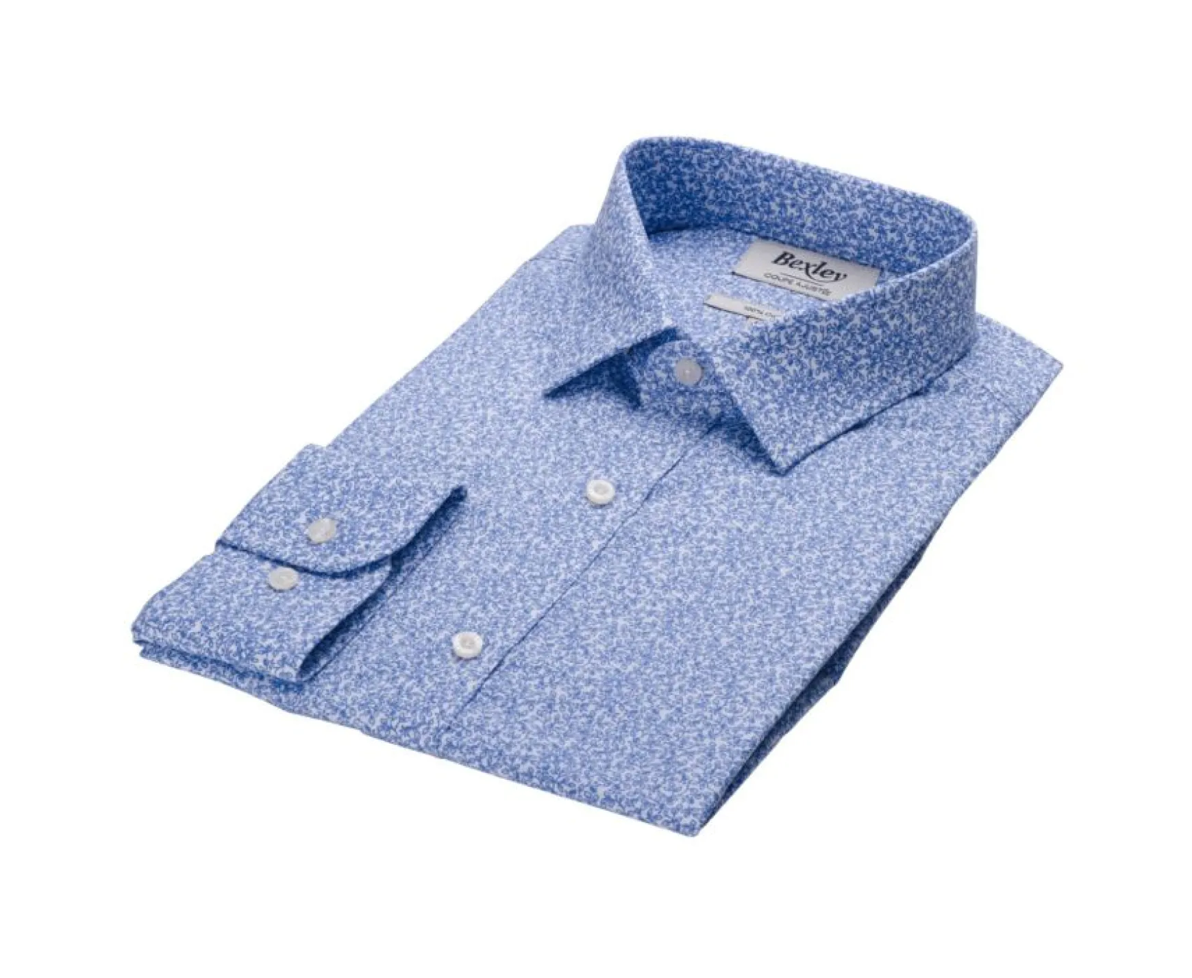 Bexley | White & Blue Printed Shirt Ulderic White And Blue