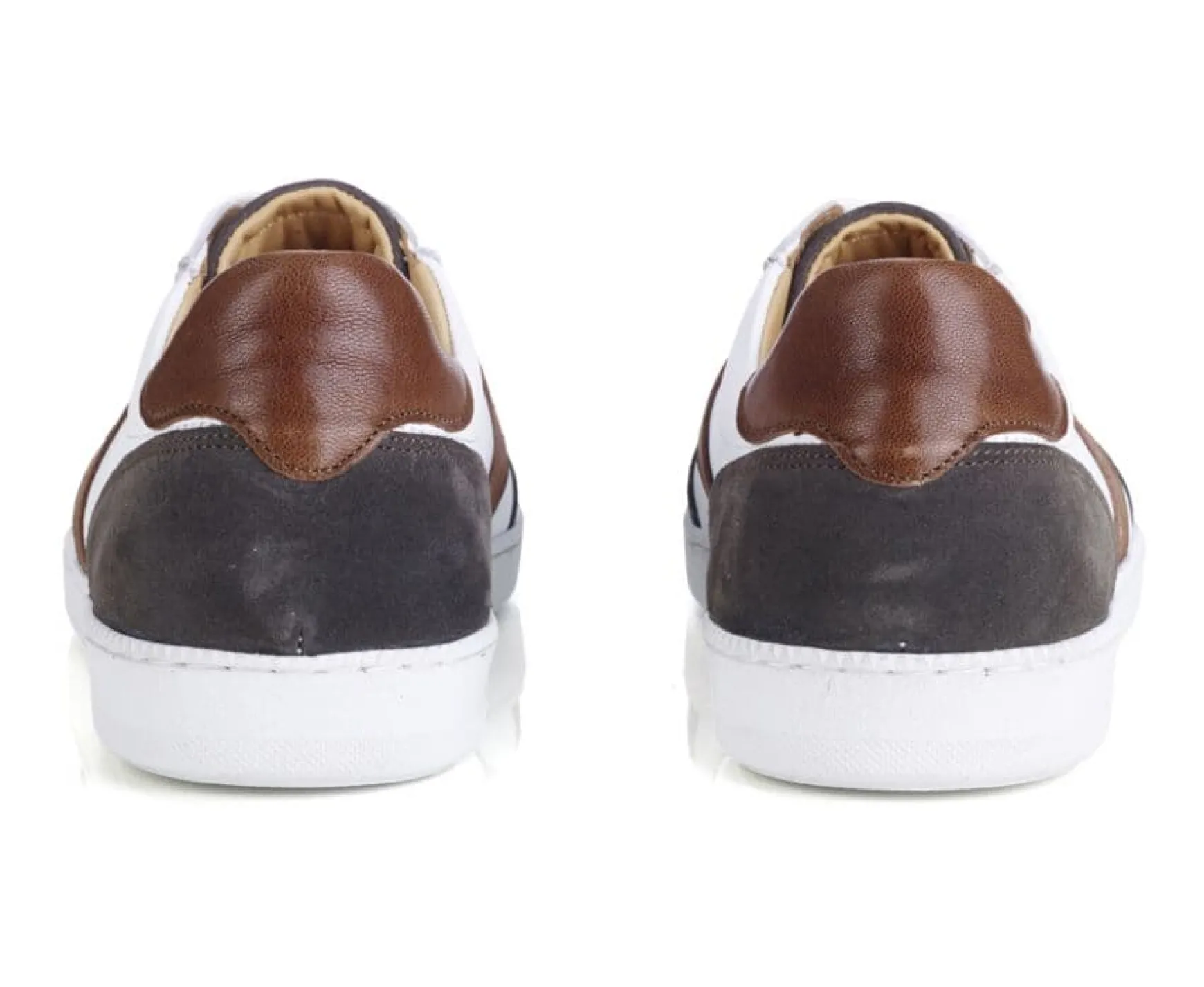 Bexley Trainers & Sneakers | White And Liquorice Men'S Leather Trainers - Moyarra | Cuir Blanc Et Reglisse