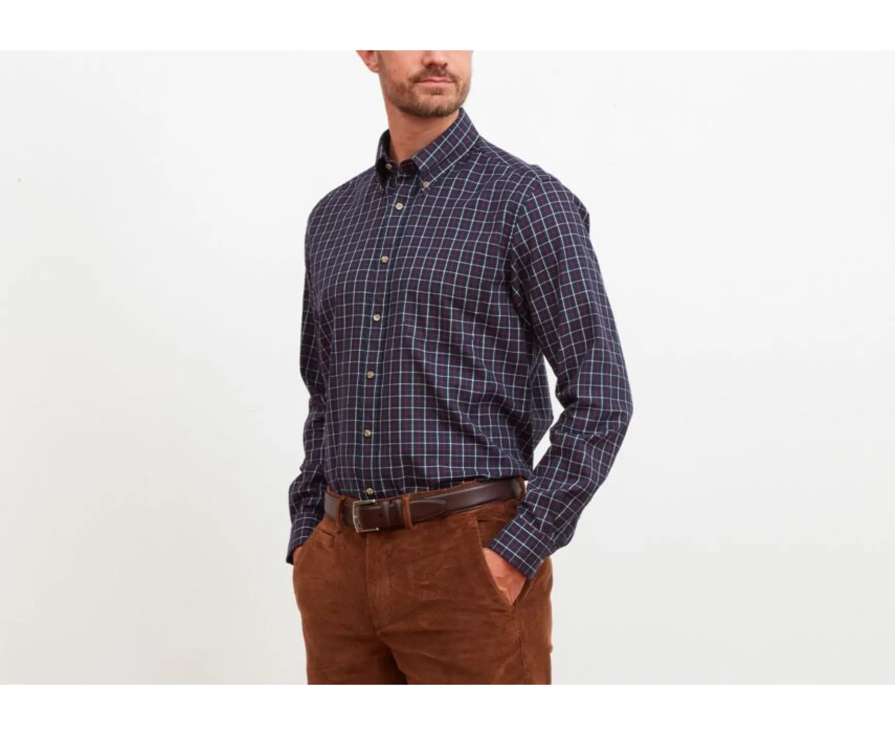 Bexley | White And Red Check Flannel Shirt Lindsay Navy Beige And Red