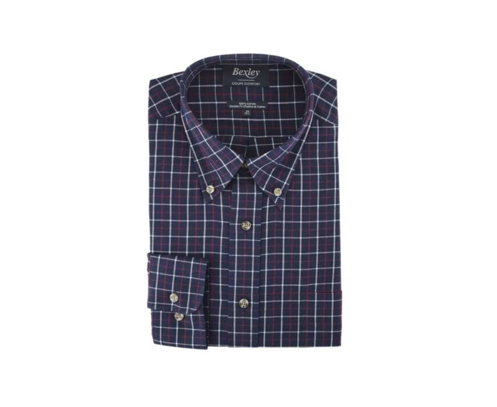 Bexley | White And Red Check Flannel Shirt Lindsay Navy Beige And Red