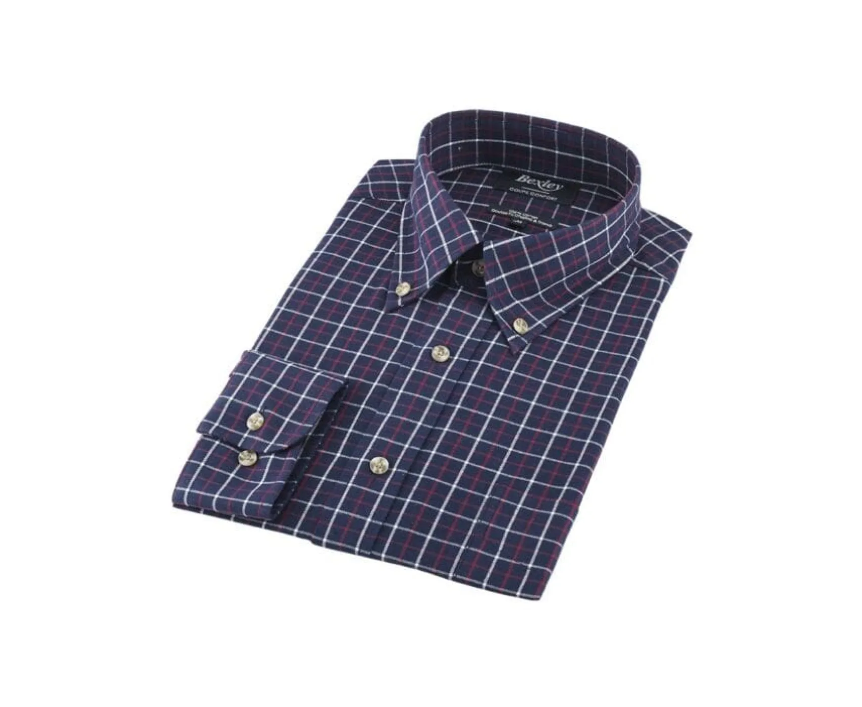 Bexley | White And Red Check Flannel Shirt Lindsay Navy Beige And Red