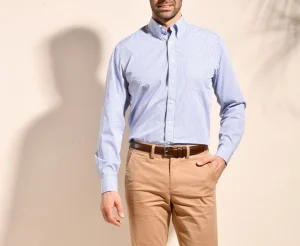 Bexley | White Cotton Shirt With Blue Checks - Pocket Scott Blue And White