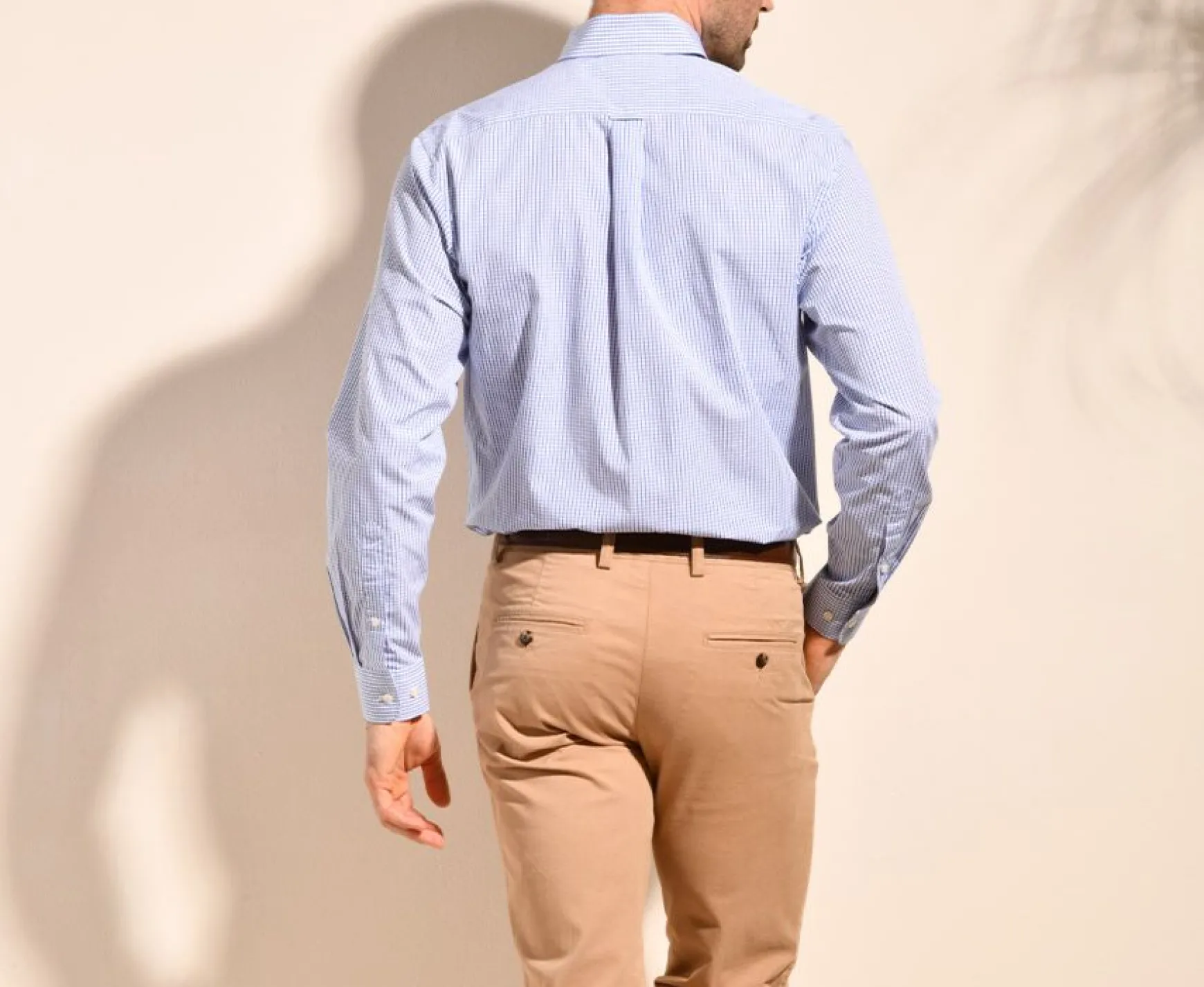 Bexley | White Cotton Shirt With Blue Checks - Pocket Scott Blue And White