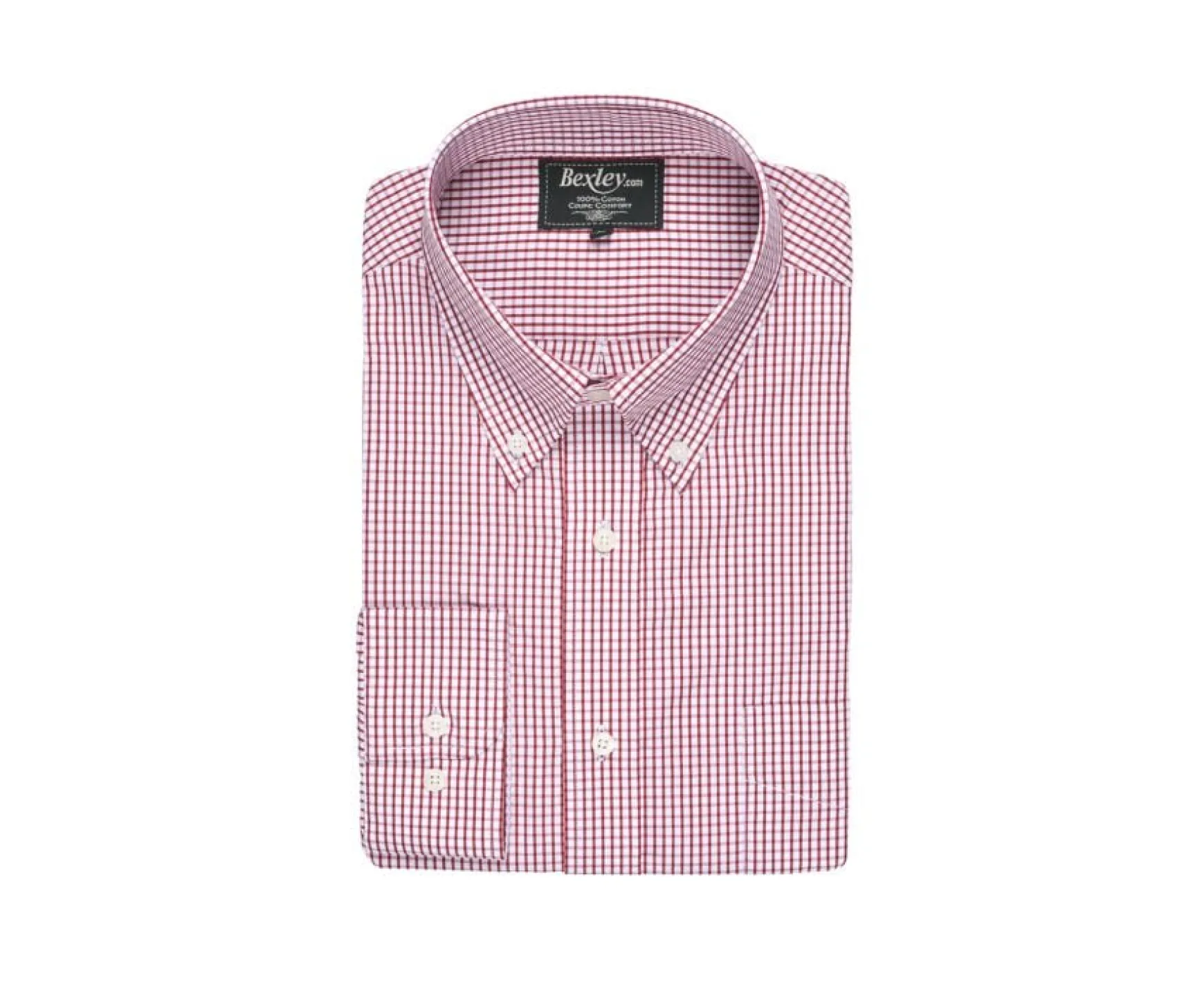 Bexley | White Cotton Shirt With Red Checks - Pocket Scott White And Red