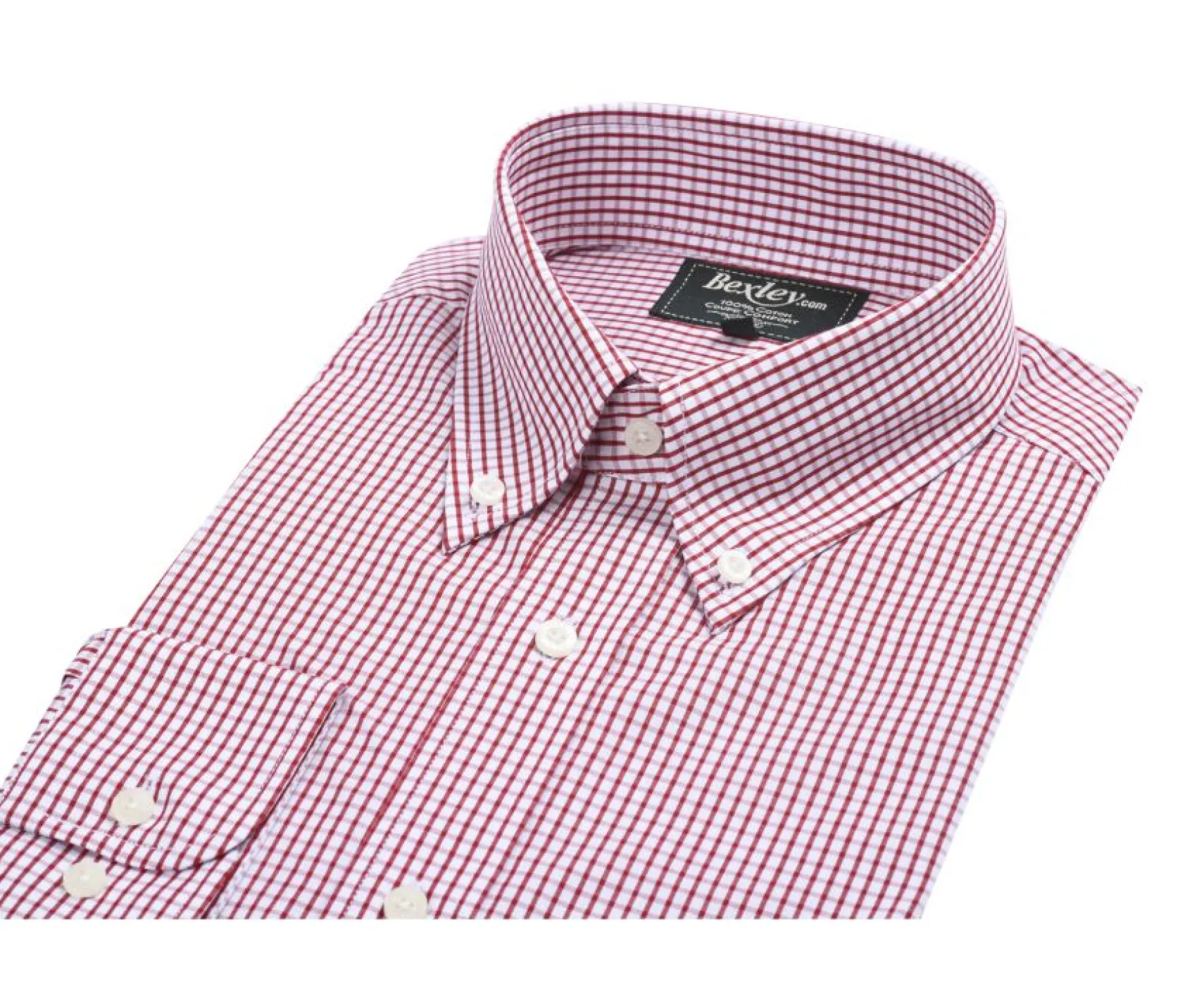 Bexley | White Cotton Shirt With Red Checks - Pocket Scott White And Red