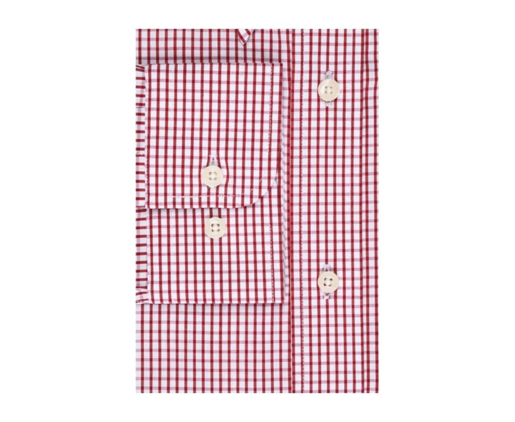 Bexley | White Cotton Shirt With Red Checks - Pocket Scott White And Red