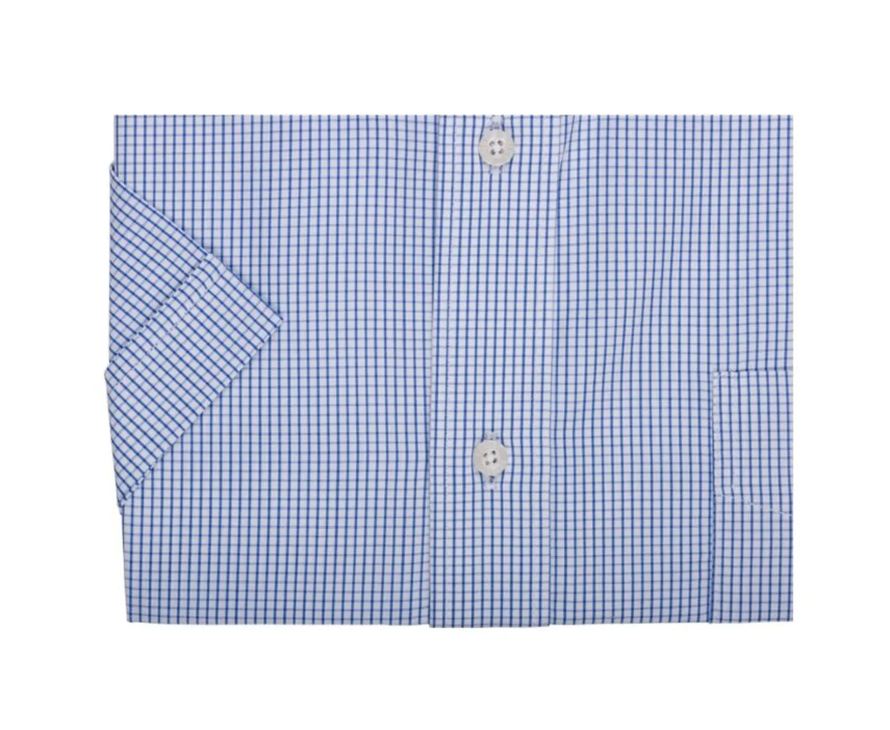 Bexley | White Cotton Shirt With Thin Blue Ocean Checks Tim Mc Blue Ocean And White