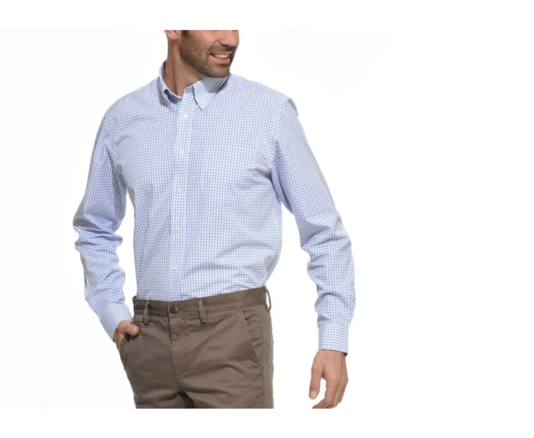 Bexley | White Shirt With Blue Checks - American Collar Grayson Blue And White