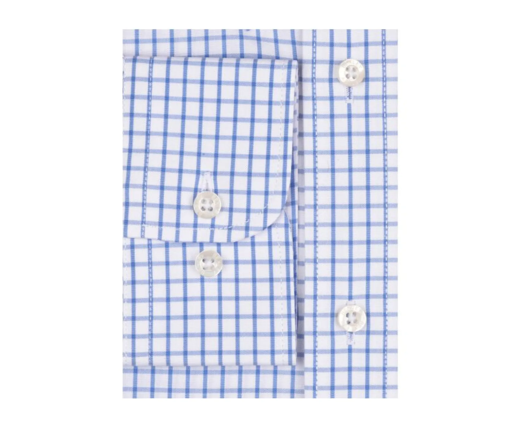 Bexley | White Shirt With Blue Checks - American Collar Grayson Blue And White