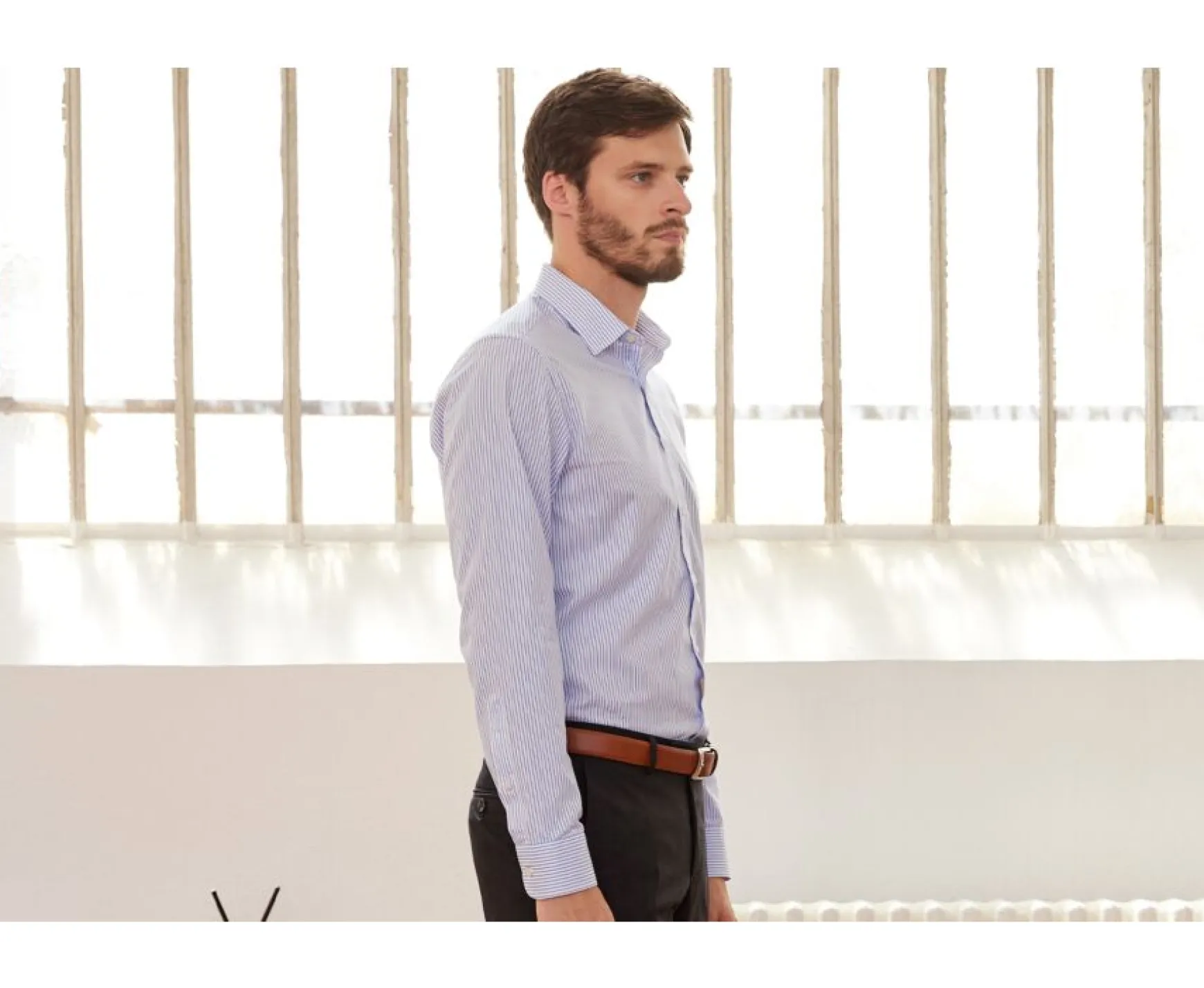 Bexley | White Shirt With Blue Stripes Geoffroy White And Blue