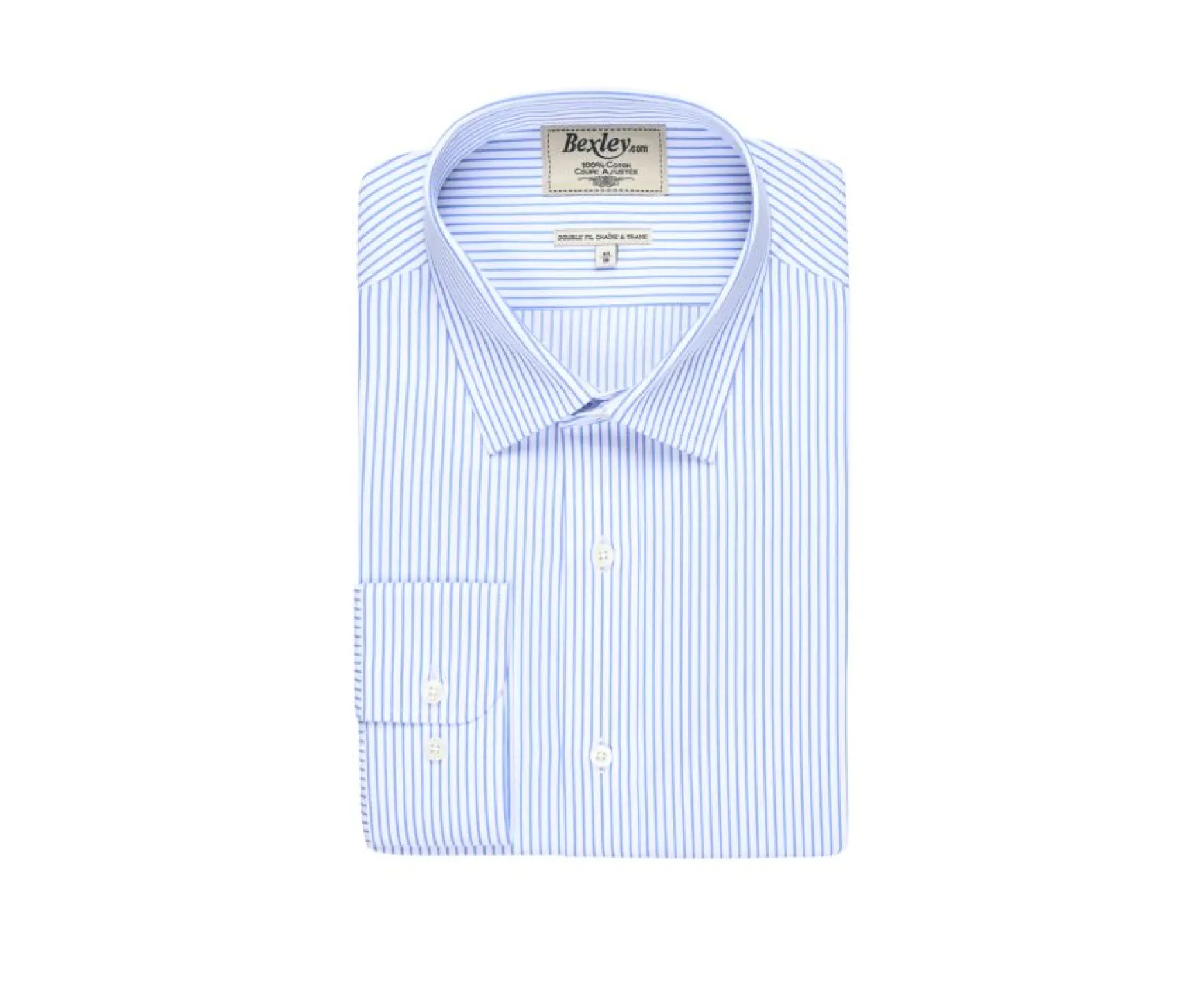 Bexley | White Shirt With Blue Stripes Geoffroy White And Blue