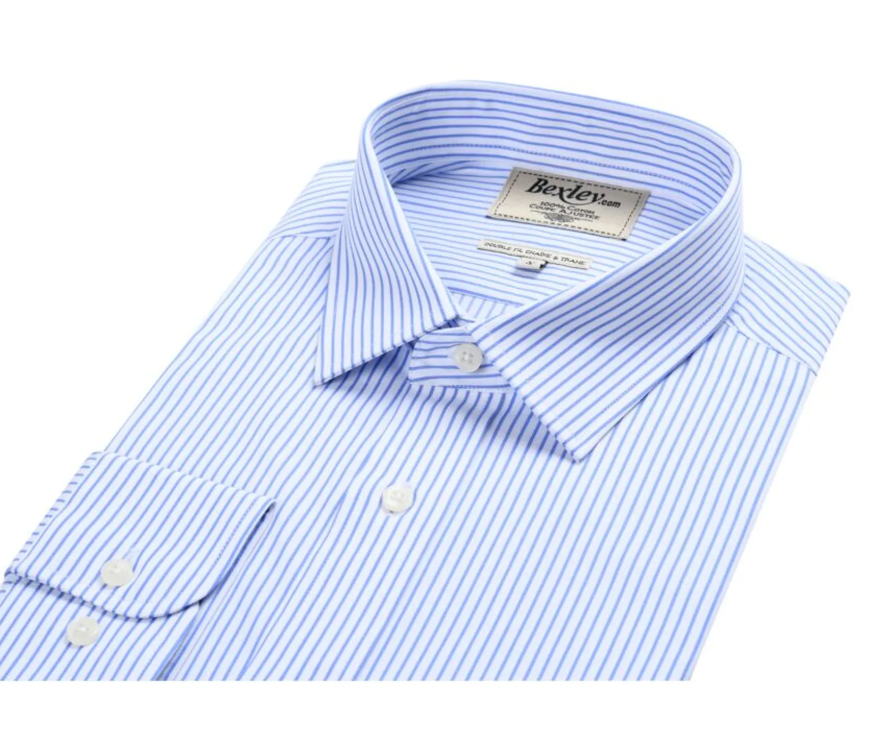 Bexley | White Shirt With Blue Stripes Geoffroy White And Blue