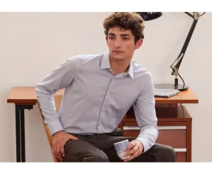 Bexley | White With Ocean Blue Check Men'S Twill Shirt - Martinien | White And Ocean Blue