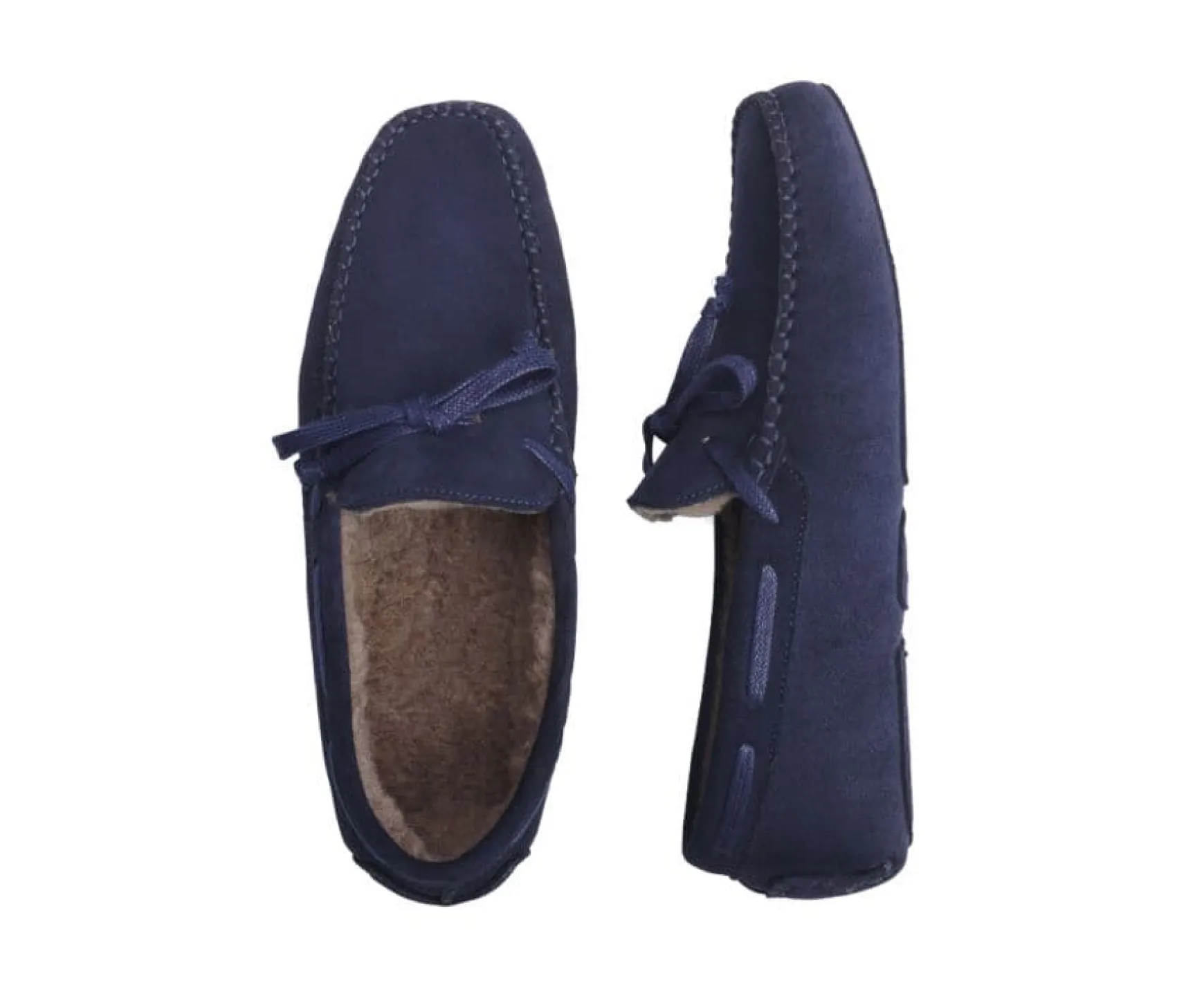 Bexley | Wool Lining Moccasin Slippers Navy Suede