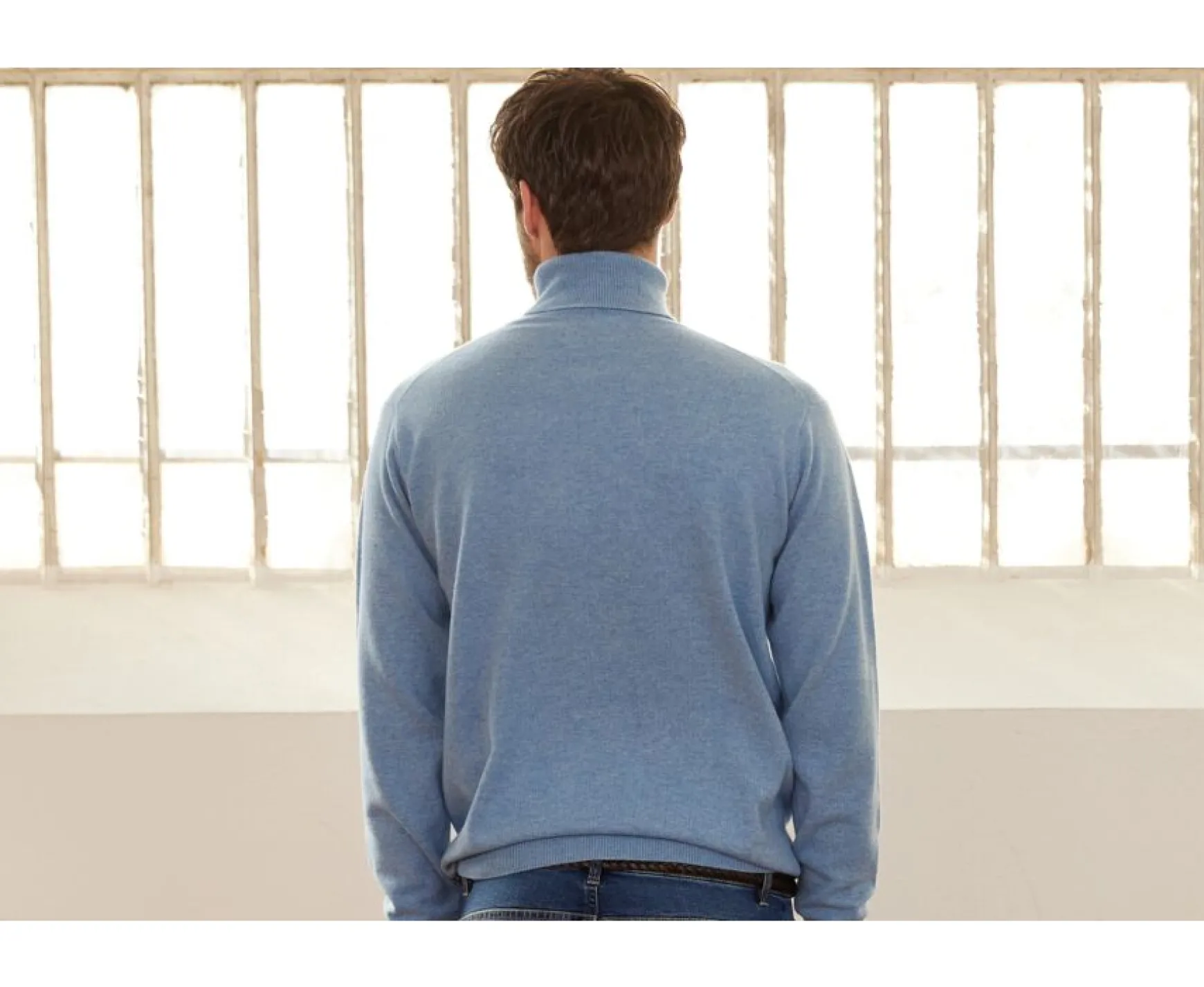 Bexley | Wool Roll-Neck Jumper - Emeric | Blue Melange