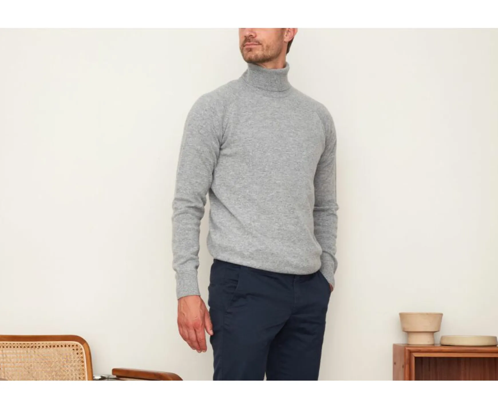 Bexley | Wool Roll-Neck Jumper Emerston Grey Melange
